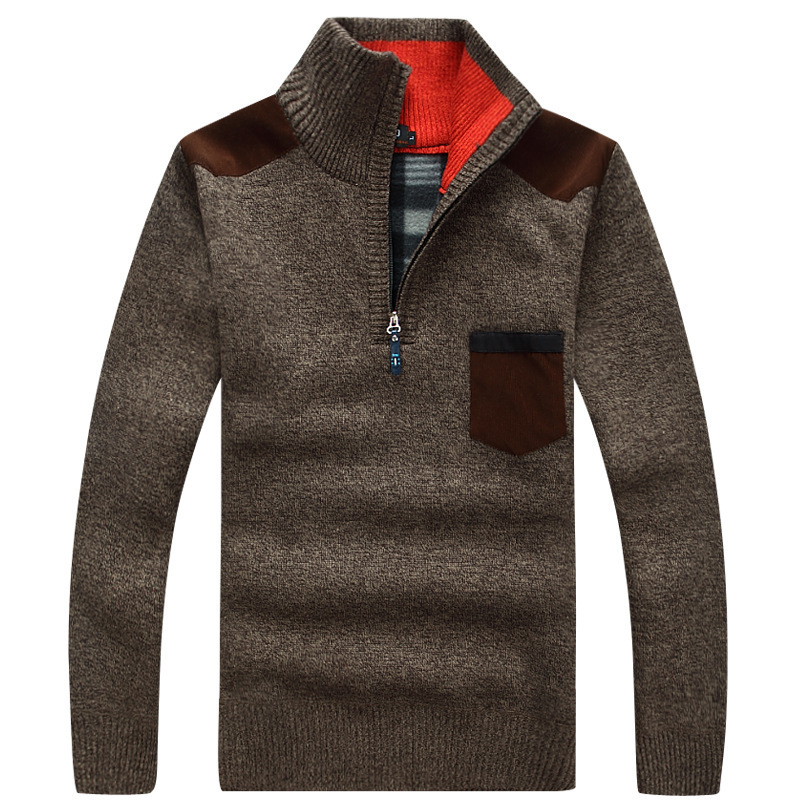 Sewing Fleece - Suéter de malha de lã masculino