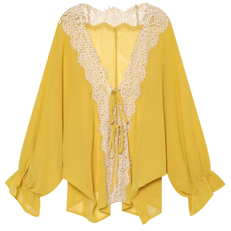 HXAO Blusa feminina de chiffon - Sewing V avaliação e preço