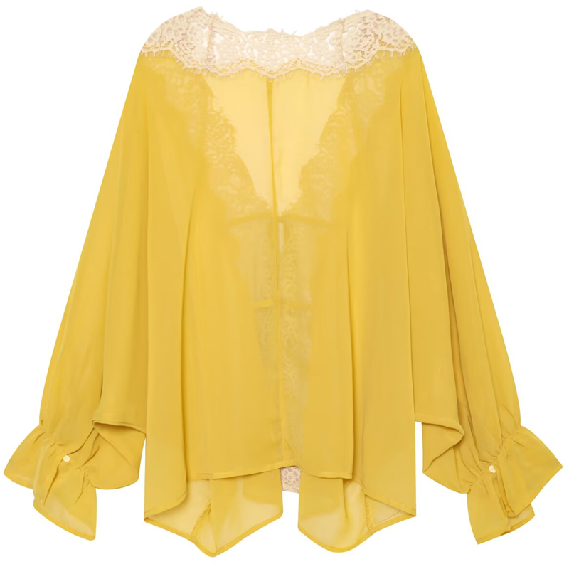 HXAO Blusa feminina de chiffon - Sewing V avaliação e preço
