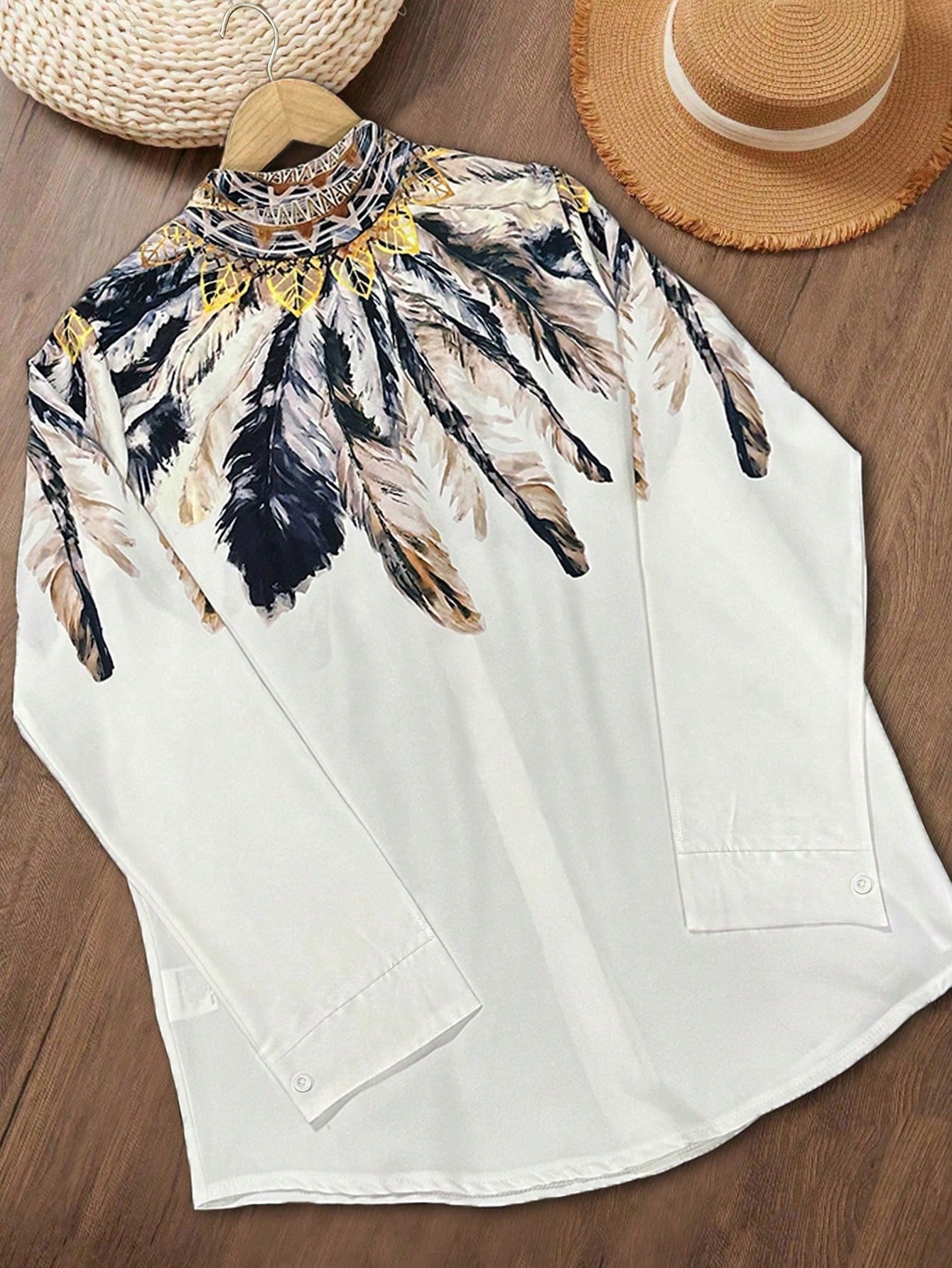 Camisa feminina de manga compr - Sewing V avaliação e preço