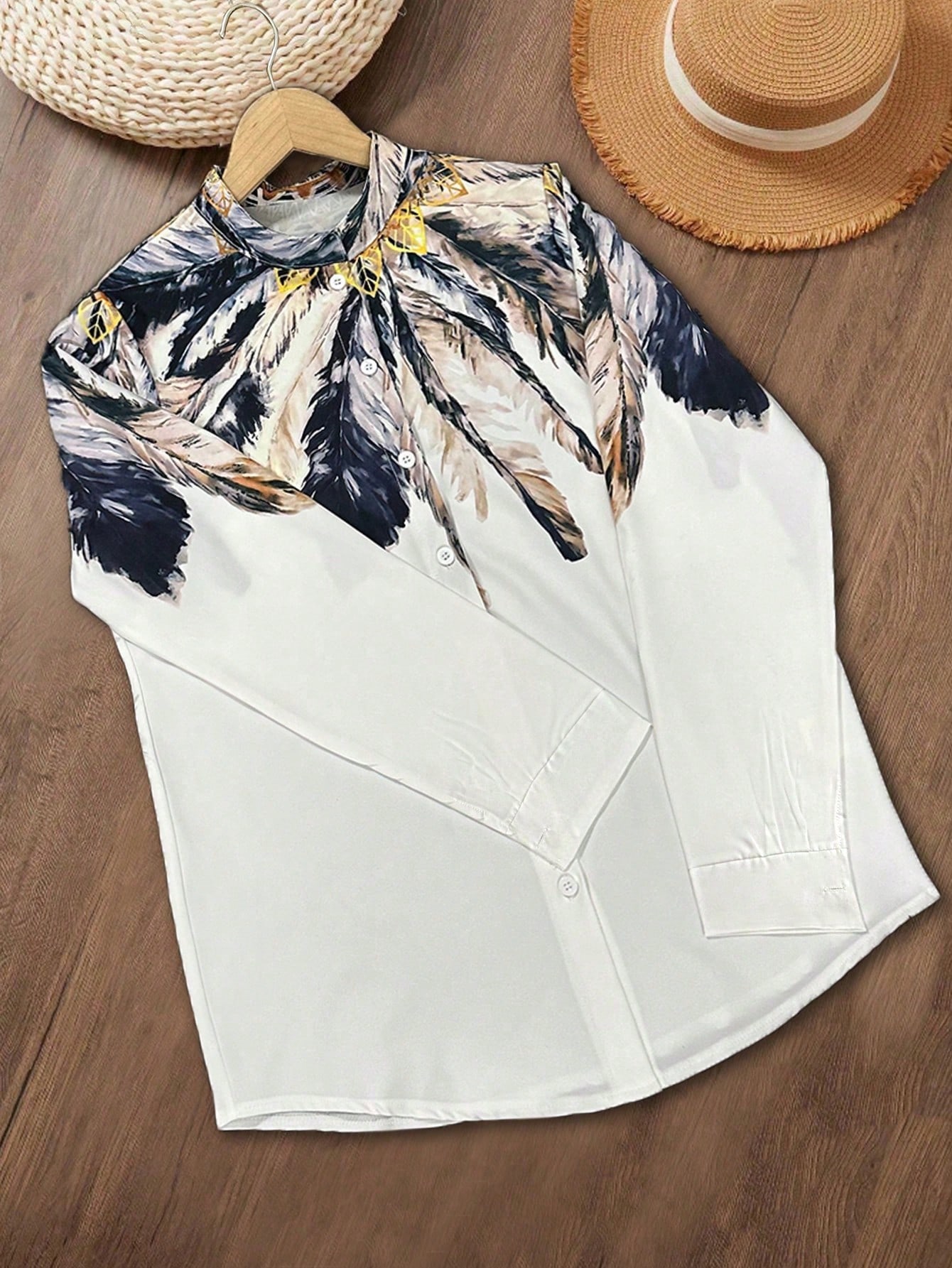 Camisa feminina de manga compr - Sewing V avaliação e preço