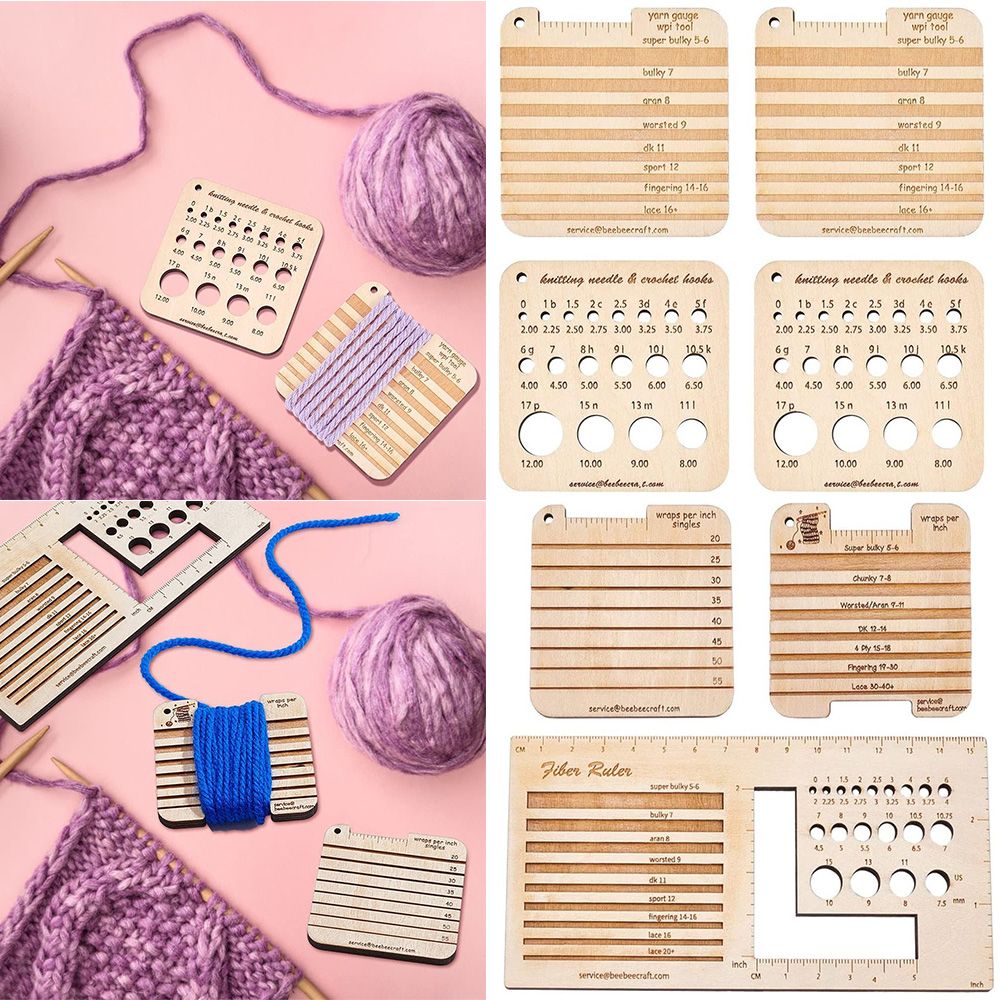 3/4pcs Madeira Knitting Agulha - Sewing Gauge Ruler avaliação e preço